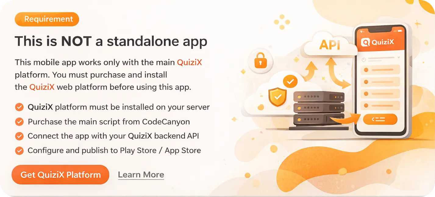 QuiziX – AI Quiz & Trivia Game | React Native Mobile App (Requires QuiziX Platform)